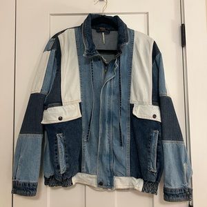 Free People | Patchwork Denim Bomber Jacket